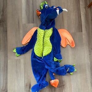 Vibrant Blue and Orange Dragon Costume for Kids